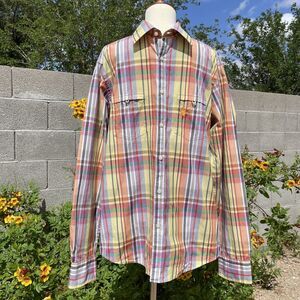 46664 It's in our Hands Colorful Plaid Button Down Shirt Mens Large N.Mandela 41